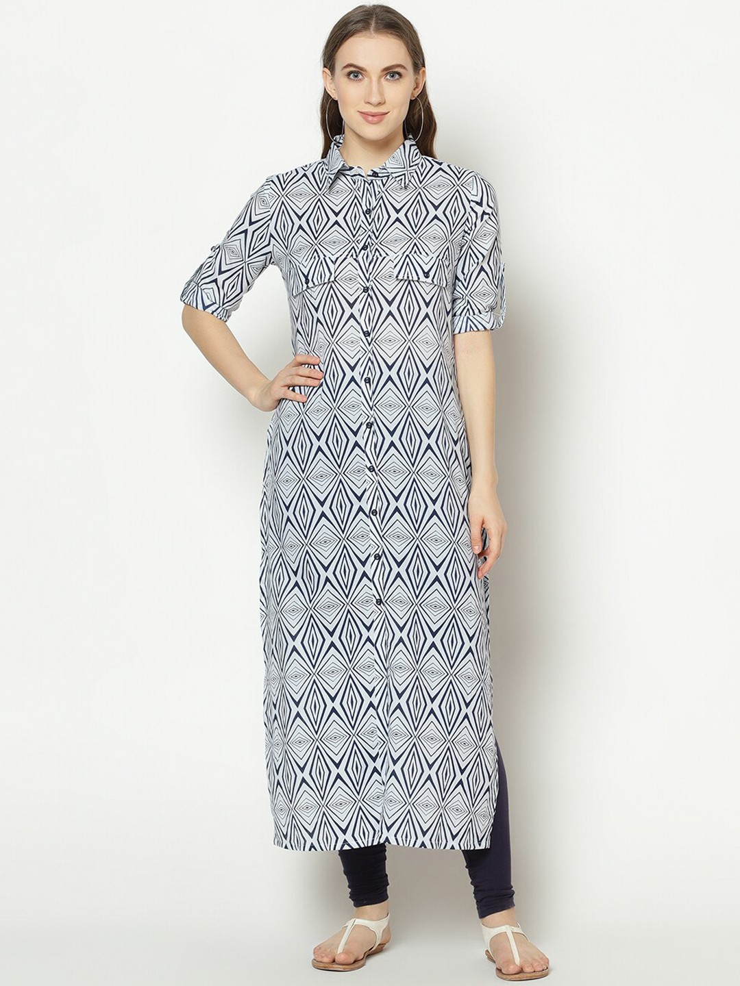 

ZNX Clothing Women White Geometric Printed Kurta