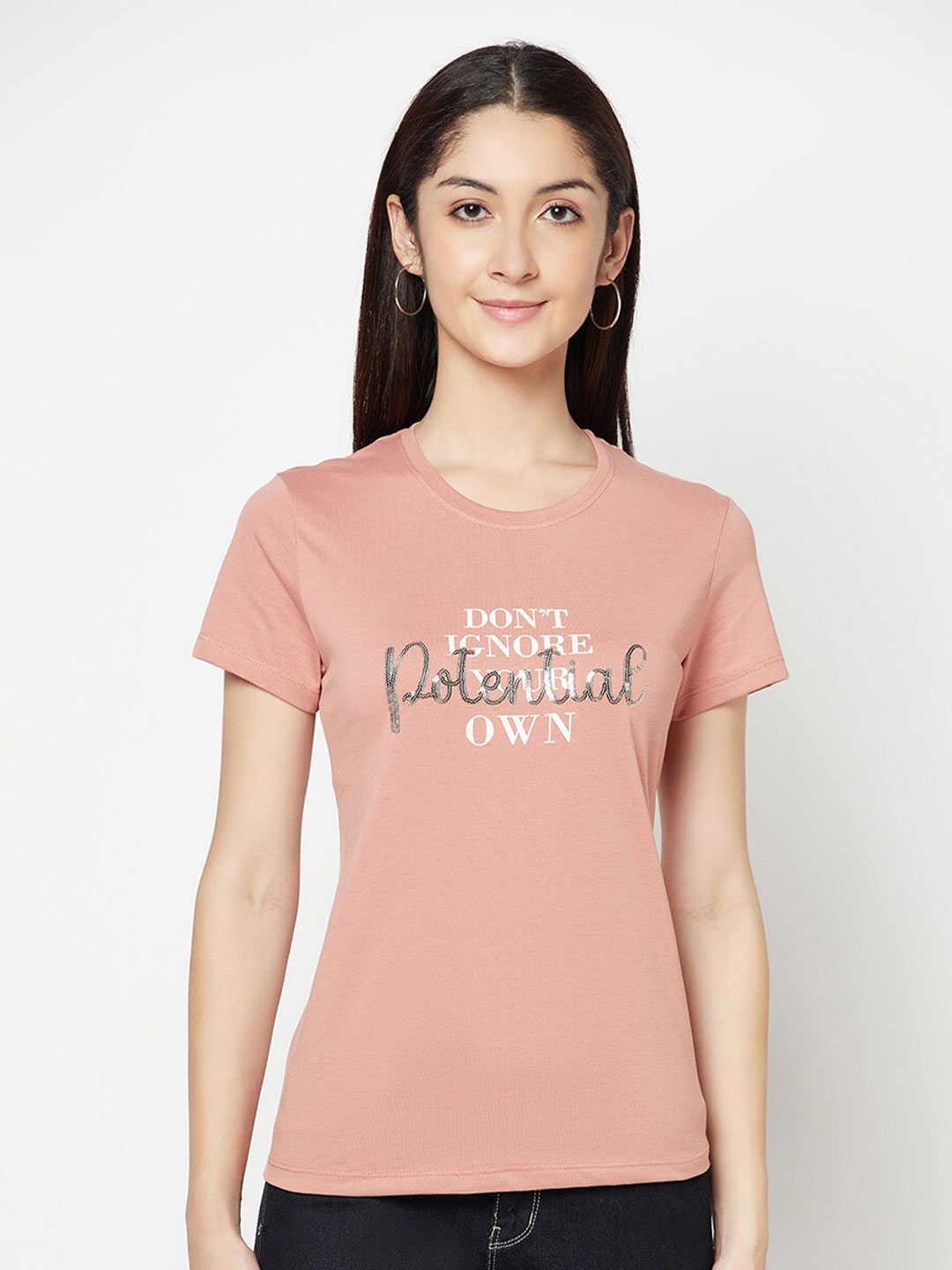 

Cantabil Women Coral Printed T-shirt