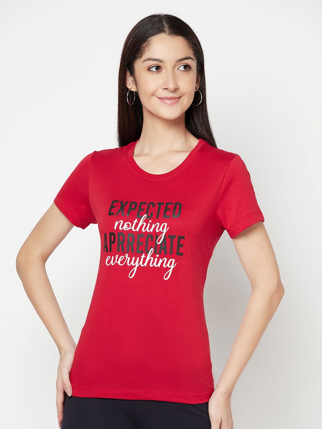 

Cantabil Women Maroon Typography Printed T-shirt