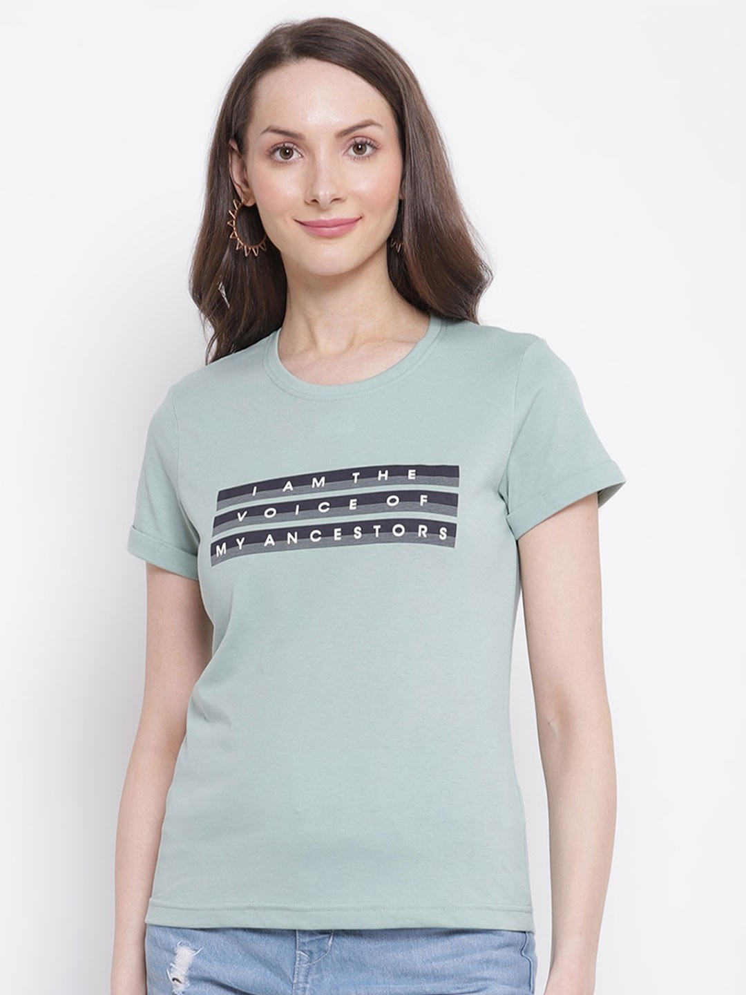 

Cantabil Women Green Typography Printed T-shirt