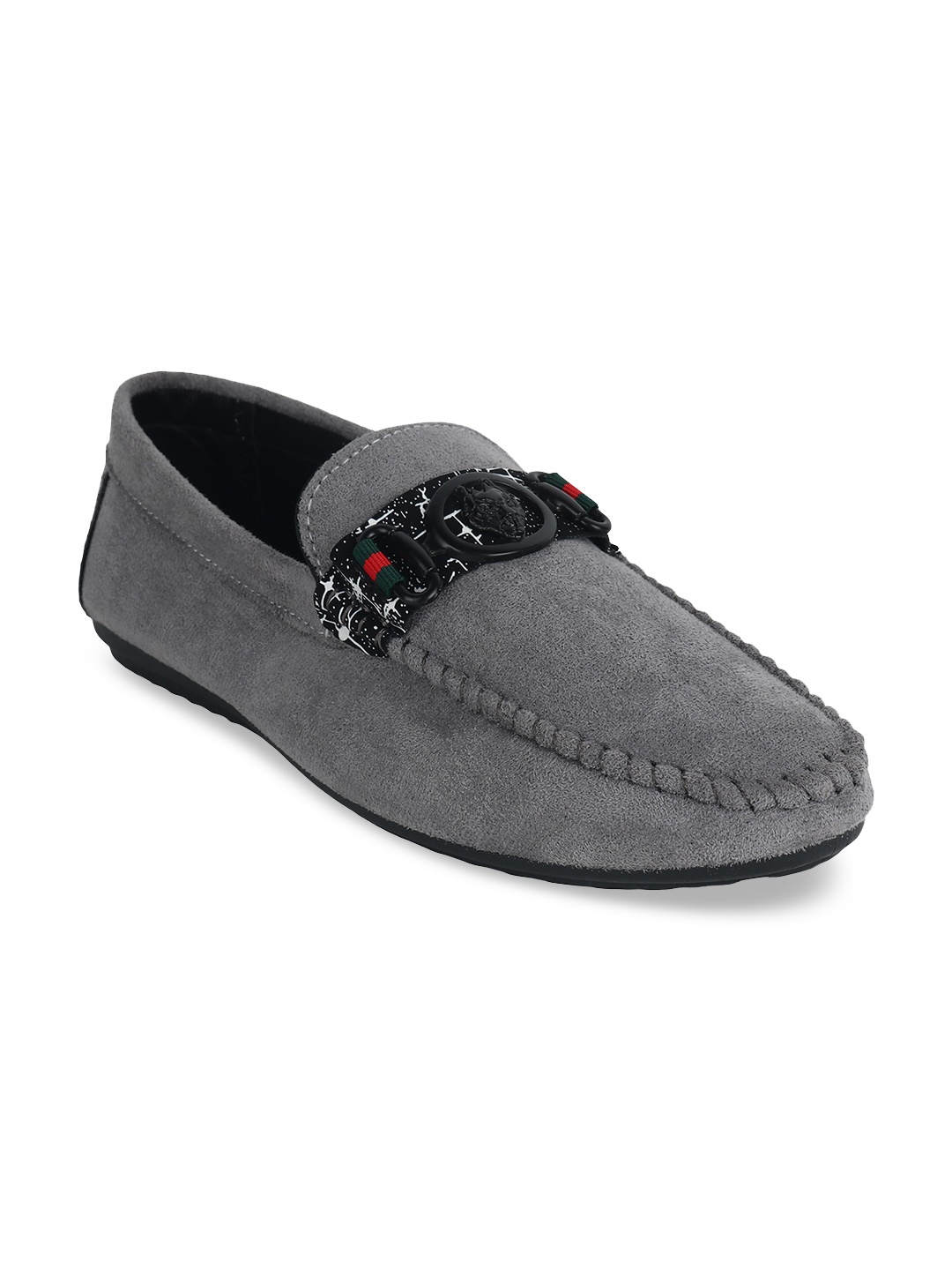 

MOZAFIA Men Grey Textured Velvet Loafers