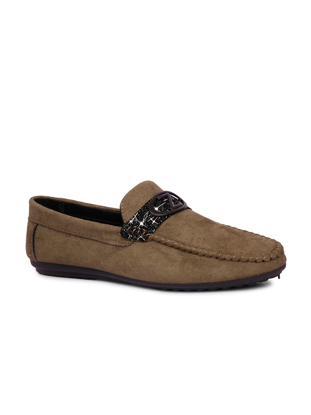 

MOZAFIA Men Green Colourblocked Velvet Loafers