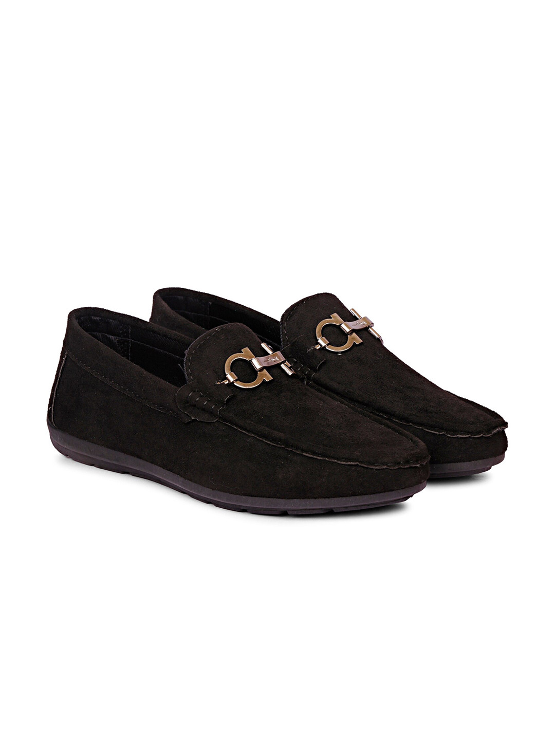 

MOZAFIA Men Black Velvet Loafers