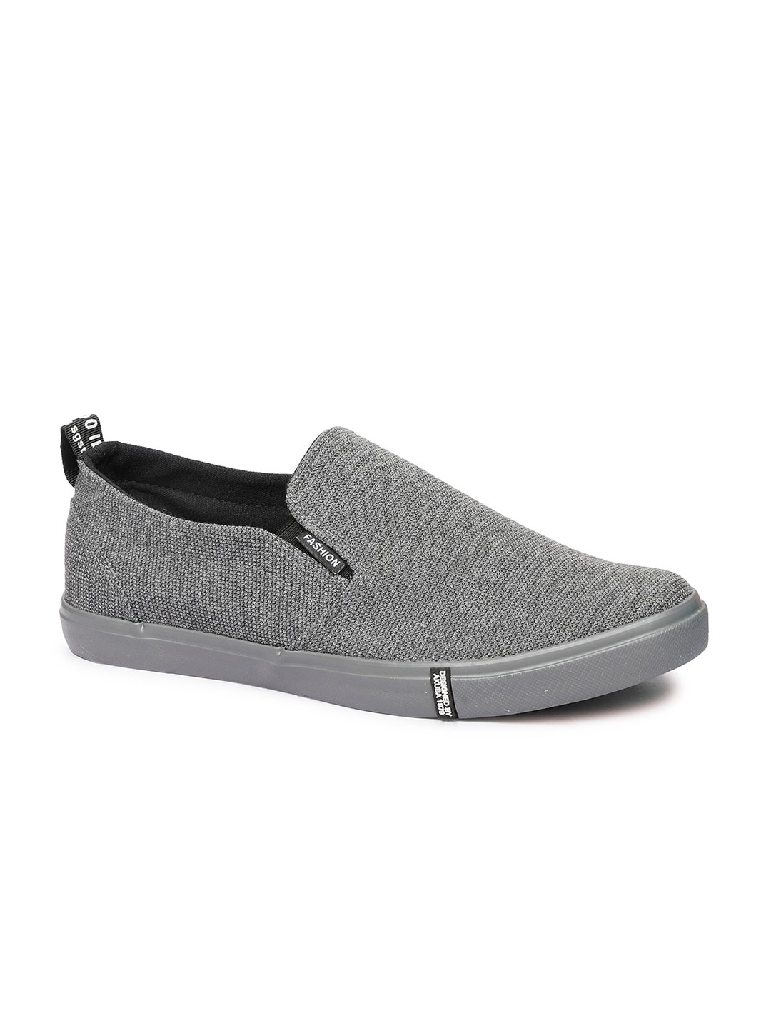 

MOZAFIA Men Grey Woven Design Slip-On Sneakers