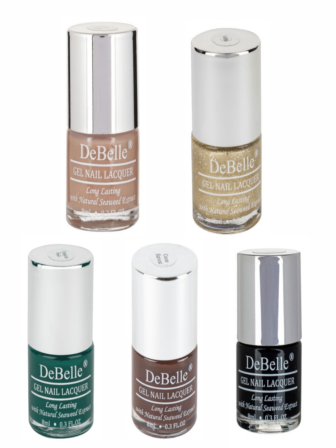 

DeBelle Set of 5 Long Lasting Gel Nail Lacquers - Coconut Macaron Pastels, Green