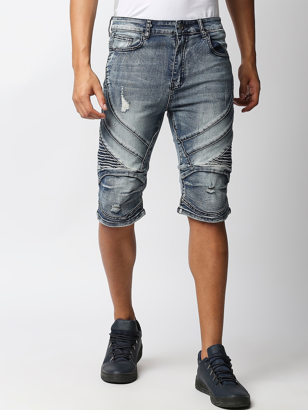 

WAIMEA Men Blue Slim Fit High-Rise Denim Shorts