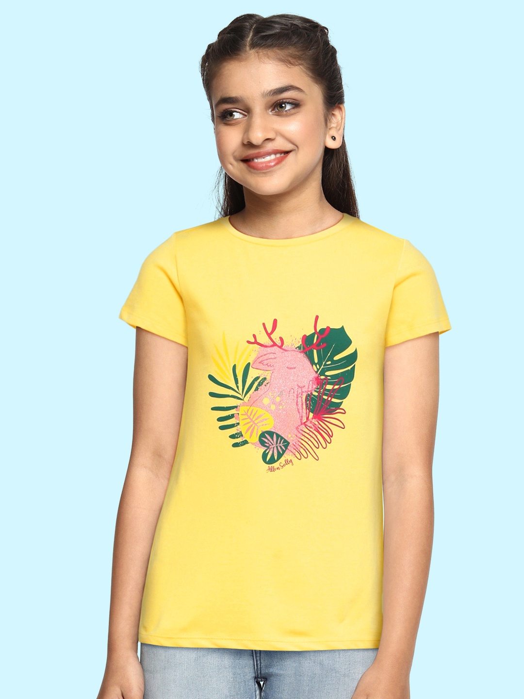 

Allen Solly Junior Girls Yellow Printed Pure Cotton T-shirt