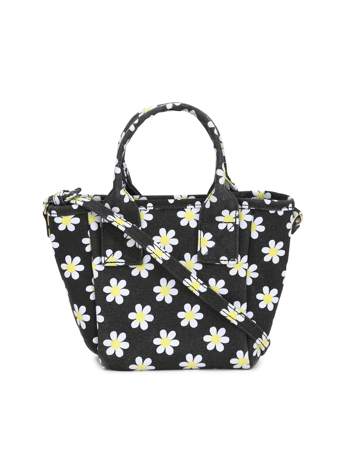 

FOREVER 21 Black Floral Printed Structured Handheld Bag
