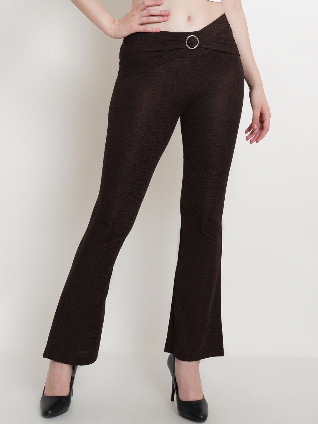 

Popwings Women Brown Smart Non Iron Bootcut Trousers