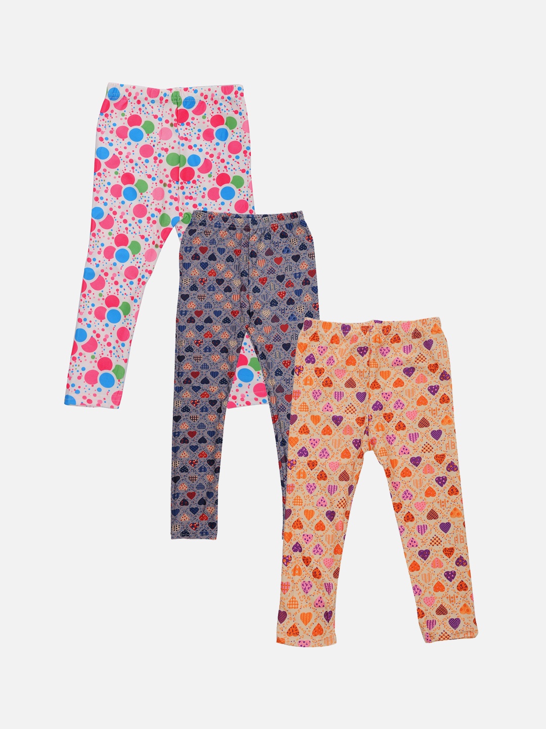 

TINY HUG Girls Set Of 3 Multi-Coloured Printed Leggings