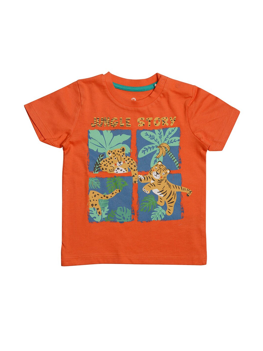 

TINY HUG Girls Orange Printed T-shirt