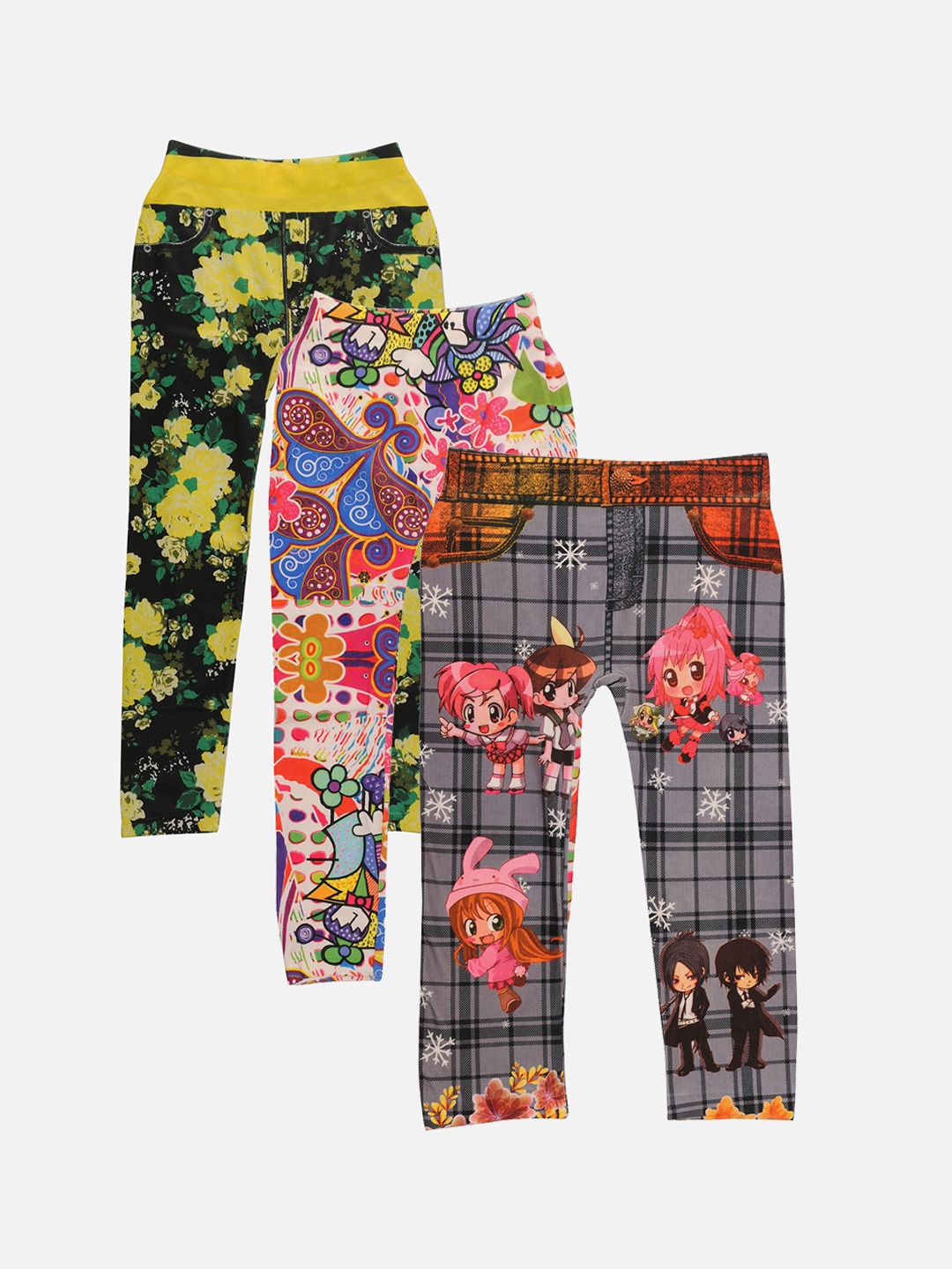 

TINY HUG Girls Assorted Pack of 3 Printed Treggings