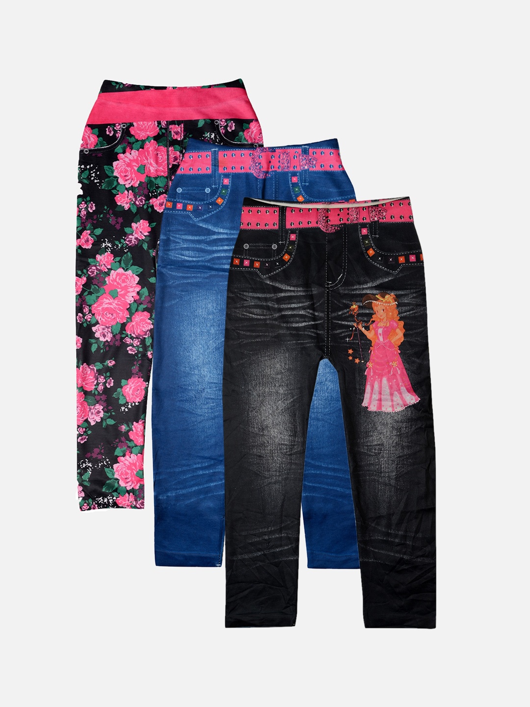 TINY HUG Girls Assorted Printed Tights Pack of 3