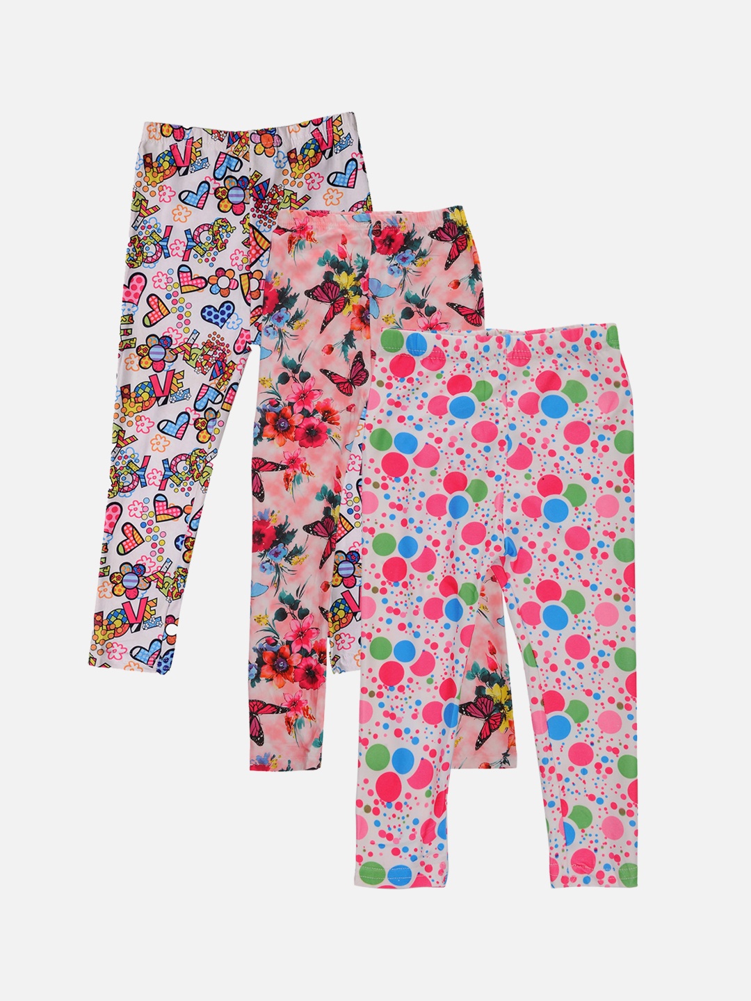 

TINY HUG Girls Pack Of 3 Assorted Printed Leggings