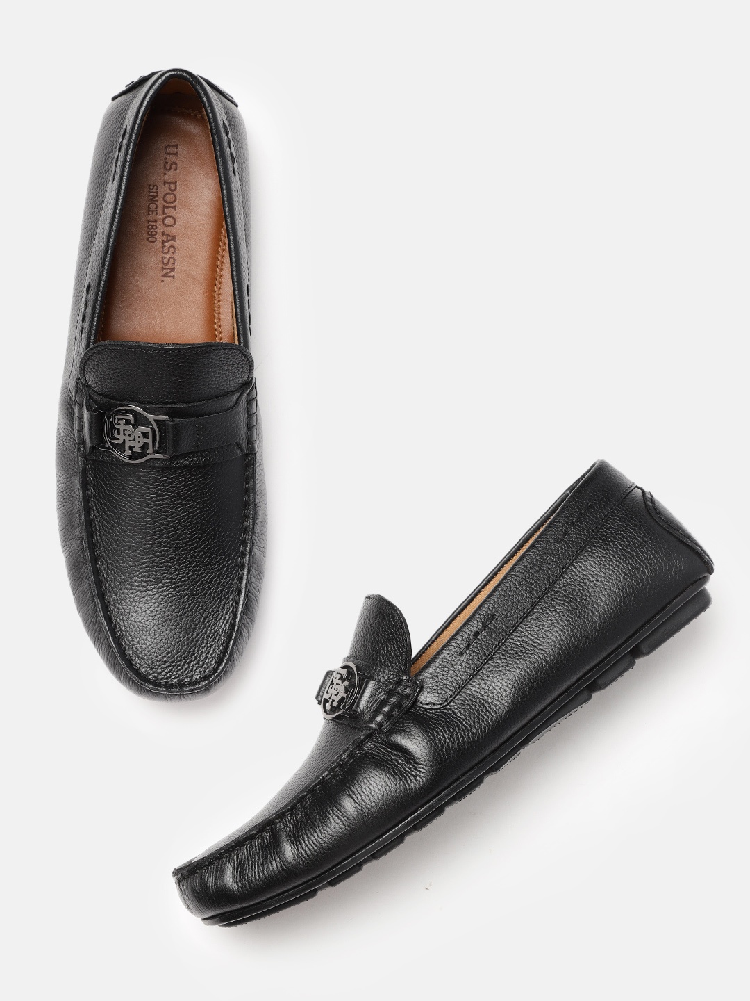 

U.S. Polo Assn. Men Black Leather Horsebit Loafers