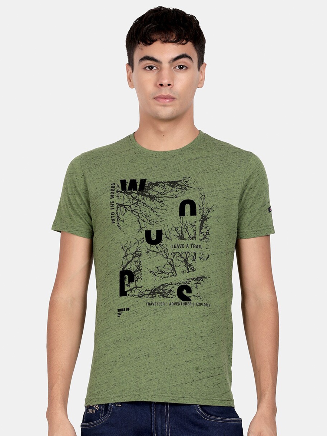 

t-base Men Green Printed T-shirt