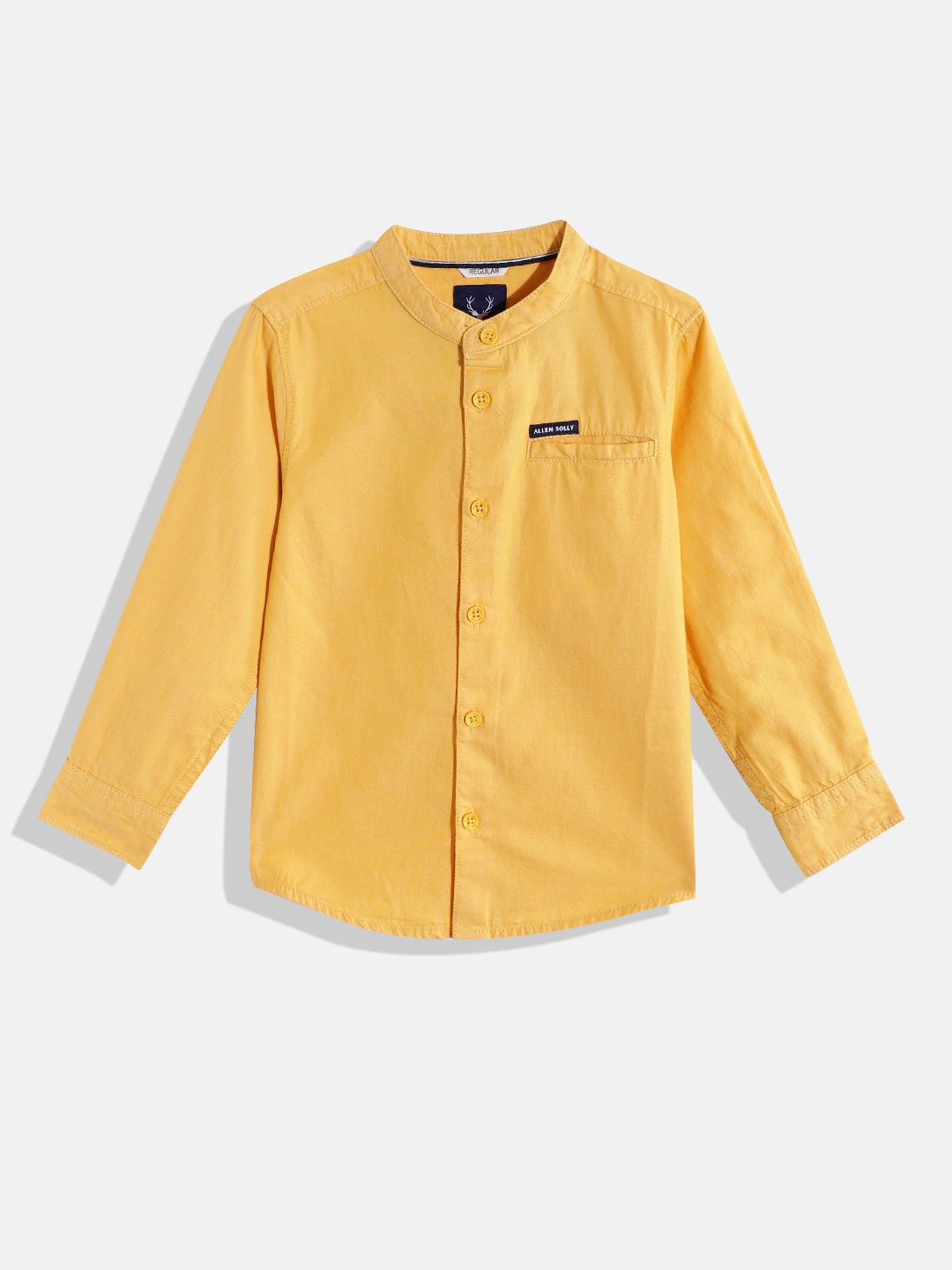 

Allen Solly Junior Boys Pure Cotton Band Collar Casual Shirt, Yellow