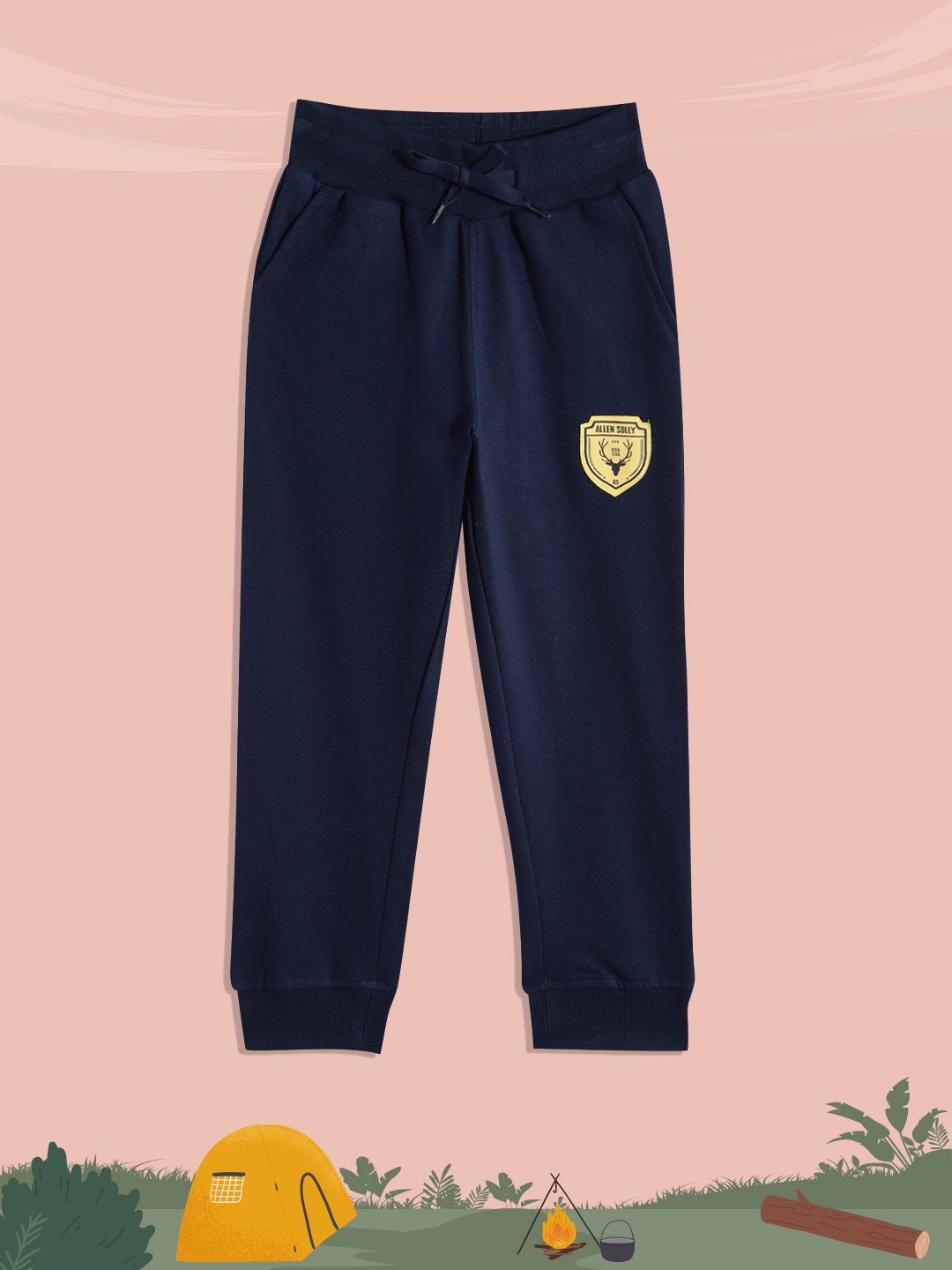 

Allen Solly Junior Boys Navy Blue Solid Pure Cotton Joggers