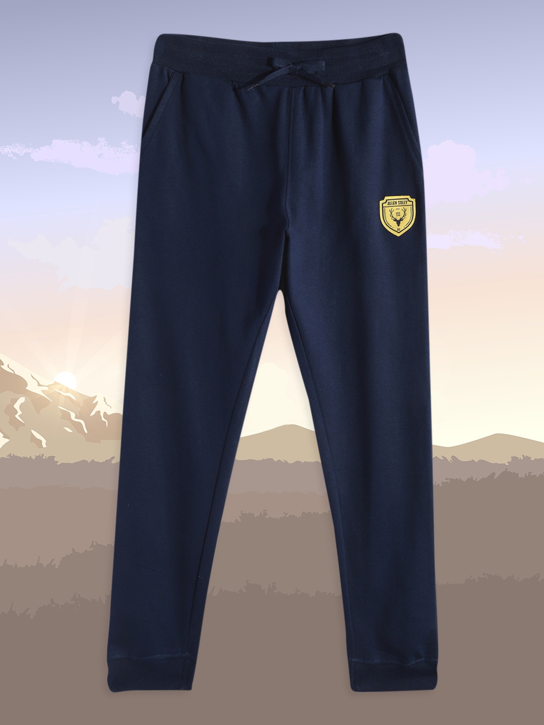 

Allen Solly Junior Boys Navy Blue Brand Logo Print Pure Cotton Joggers