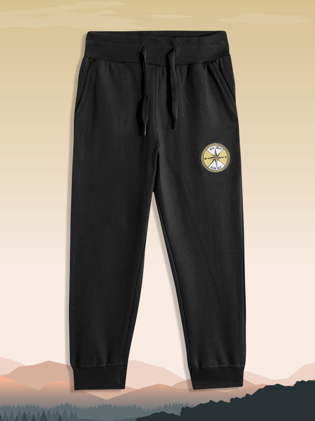 

Allen Solly Junior Boys Black Solid Pure Cotton Joggers