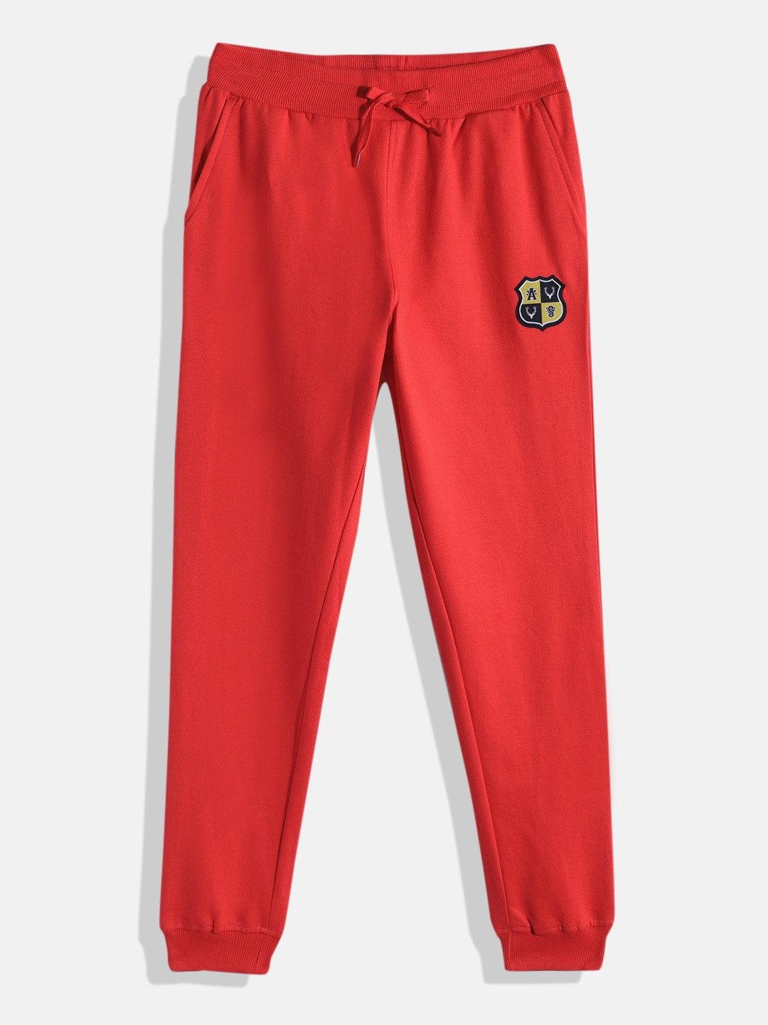 

Allen Solly Junior Boys Red Brand Logo Print Pure Cotton Joggers