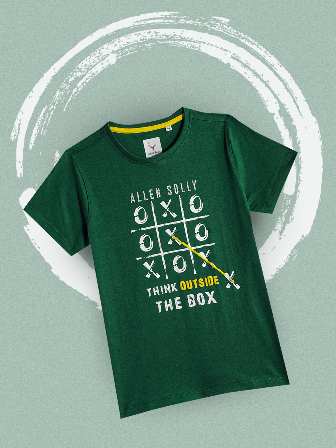 

Allen Solly Junior Boys Green & White Typography Printed Pure Cotton T-shirt