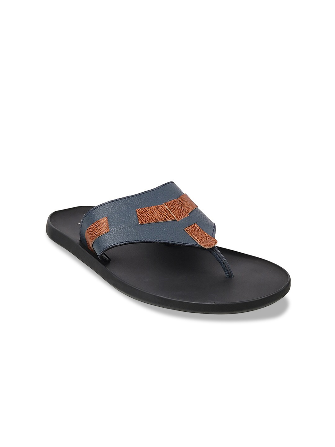 

Metro Men Blue & Brown Leather Comfort Sandals