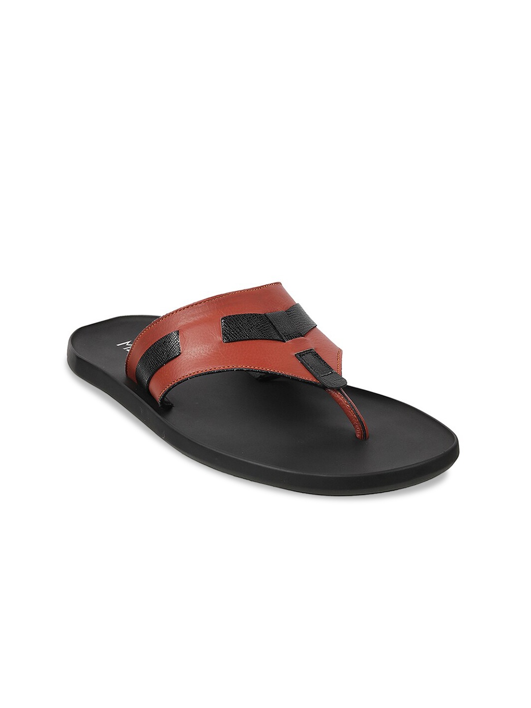 

Metro Men Tan & Black Leather Comfort Sandals