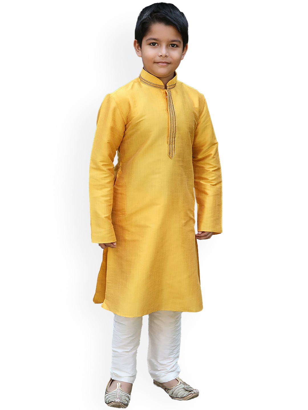 

Manyavar Boys Gotta Patti Kurta with Pyjamas, Mustard