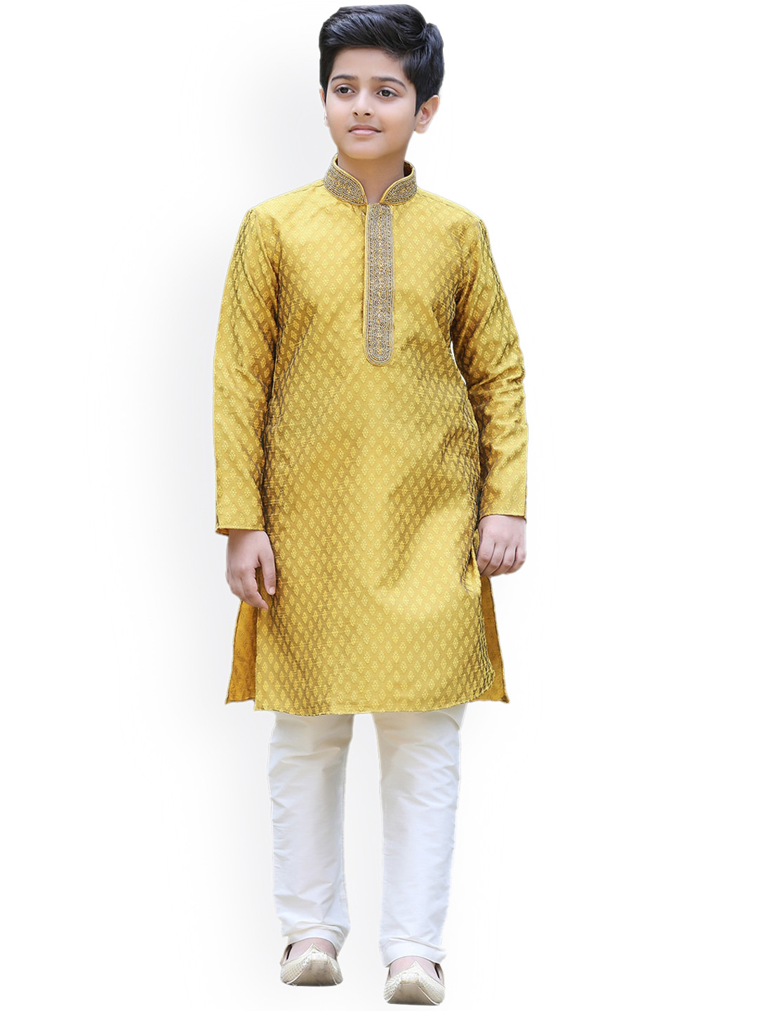 

Manyavar Boys Yellow Ethnic Motifs Kurta with Pyjamas