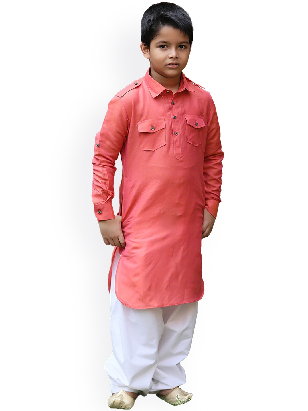 

Manyavar Boys Pathani Kurta with Patiala Salwar, Orange