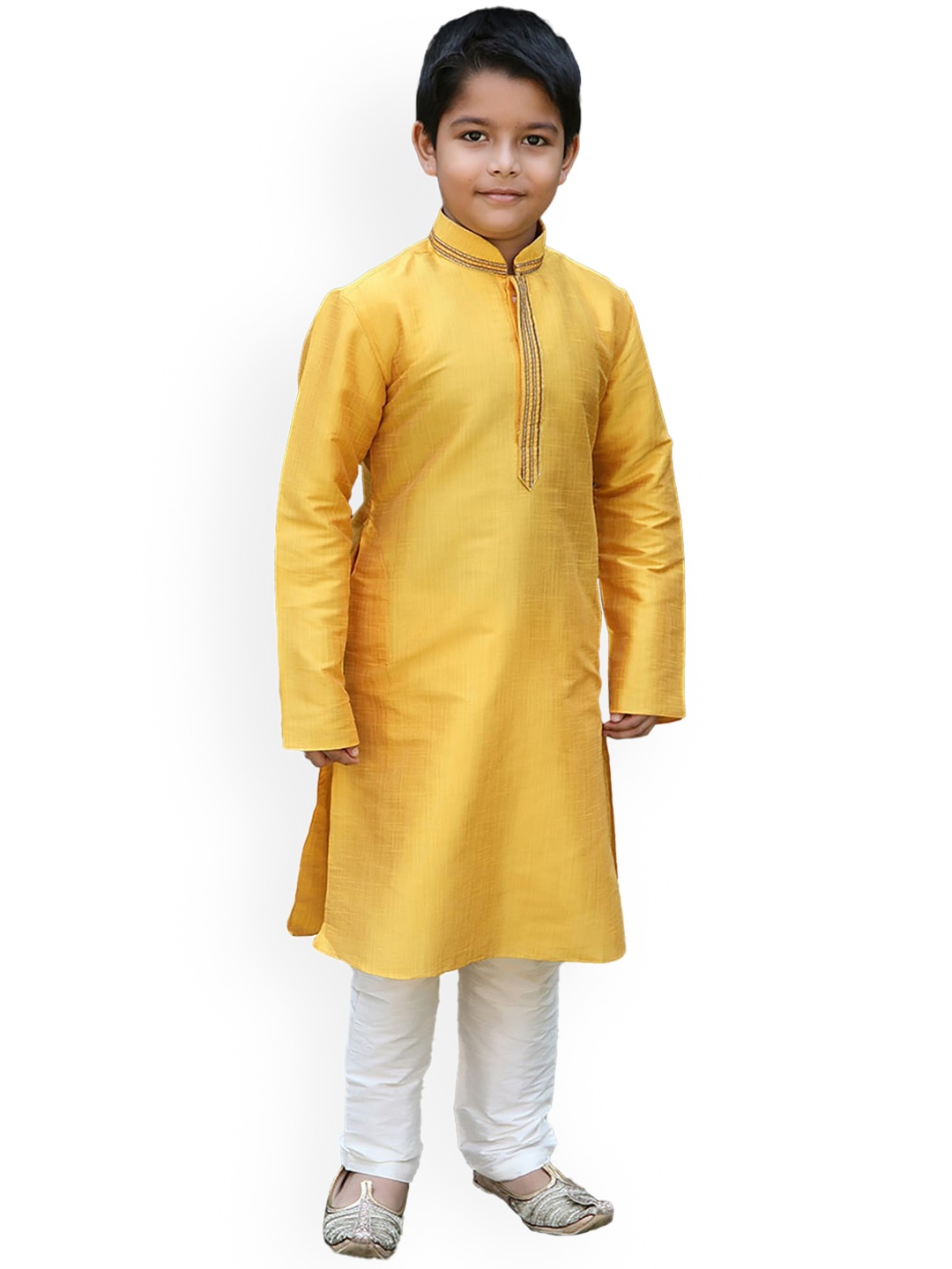 

Manyavar Boys Gotta Patti Kurta with Pyjamas, Mustard