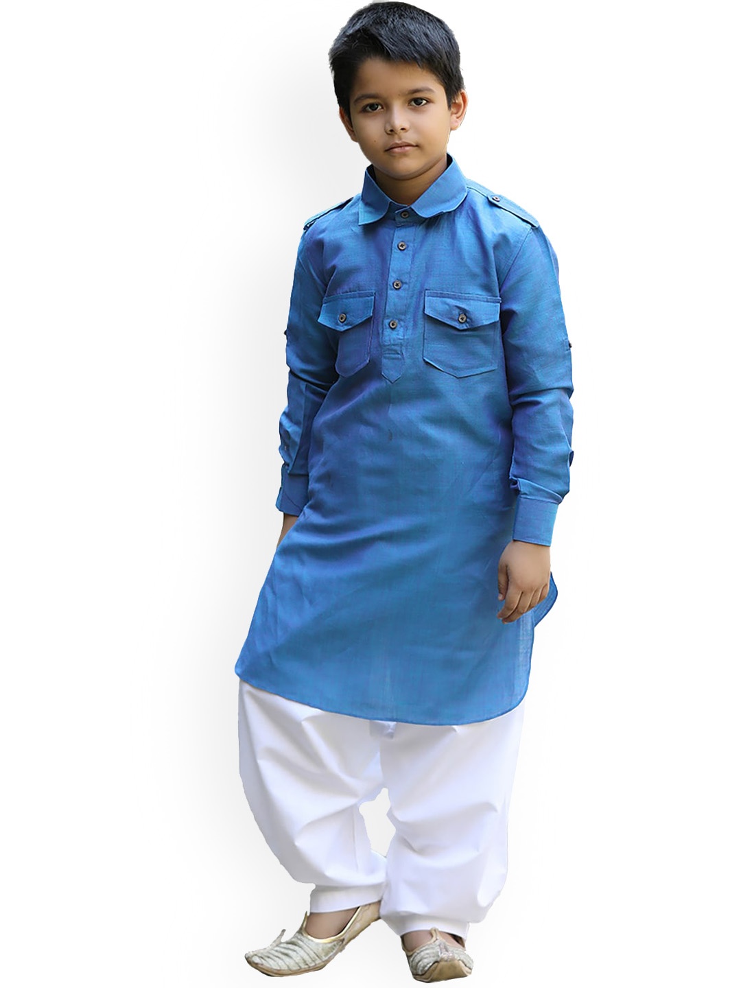 

Manyavar Boys Pathani Kurta with Salwar, Blue