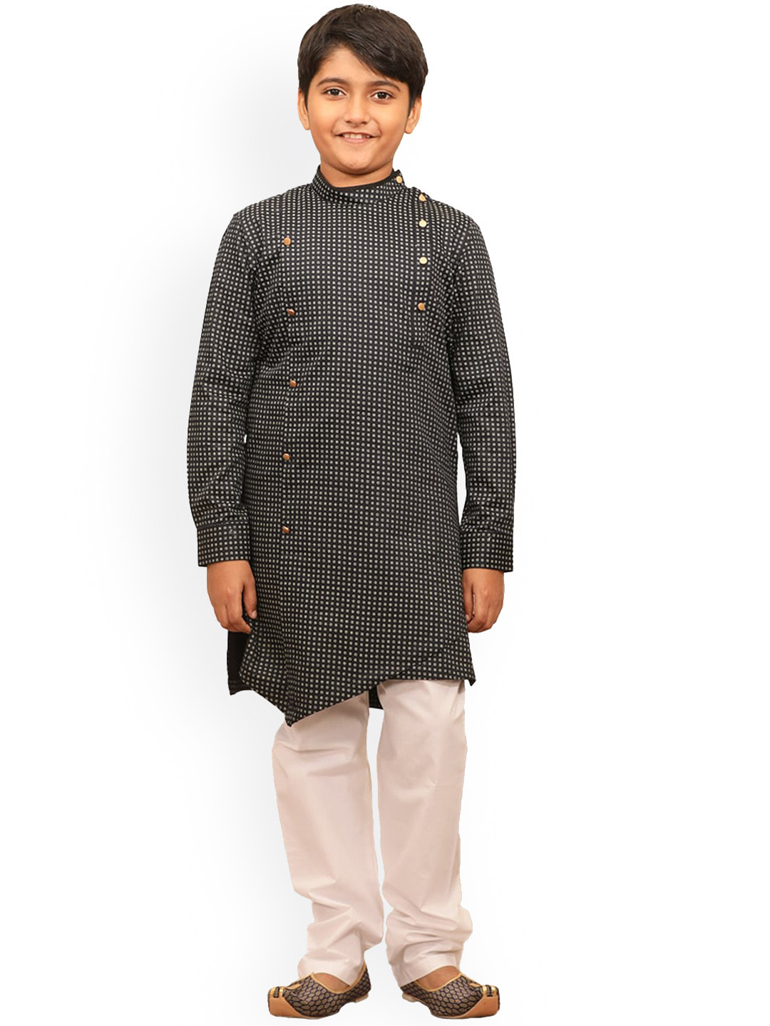 

Manyavar Teen Boys Blue Angrakha Kurta with Pyjamas
