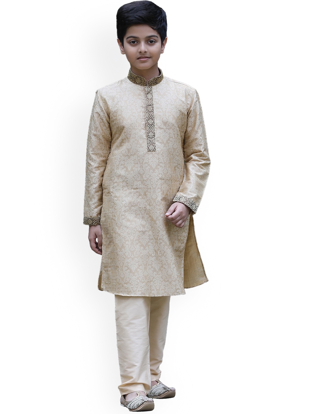 

Manyavar Boys Beige Kurta with Pyjamas