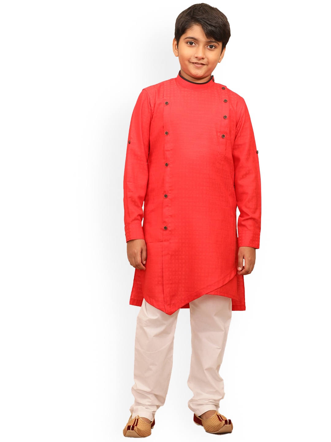 

Manyavar Boys Printed Kurta With Pyjamas, Red