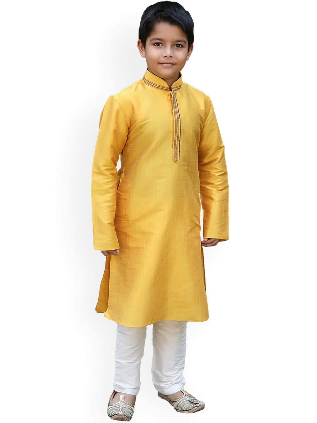 

Manyavar Boys Mustard Yellow Gotta Patti Kurta with Pyjamas