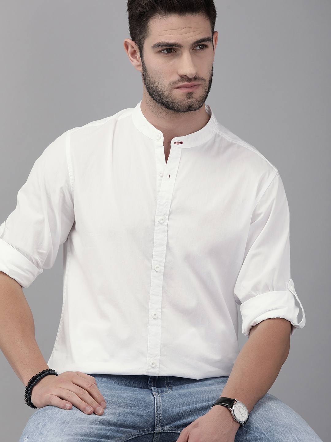 

Roadster Men White Pure Cotton Casual Shirt