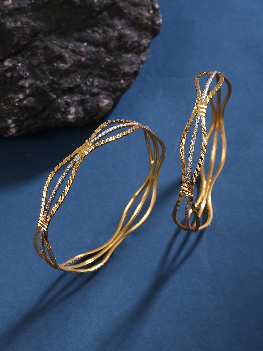 

VIRAASI Set Of 2 Gold-Plated White Stone-Studded Bangles