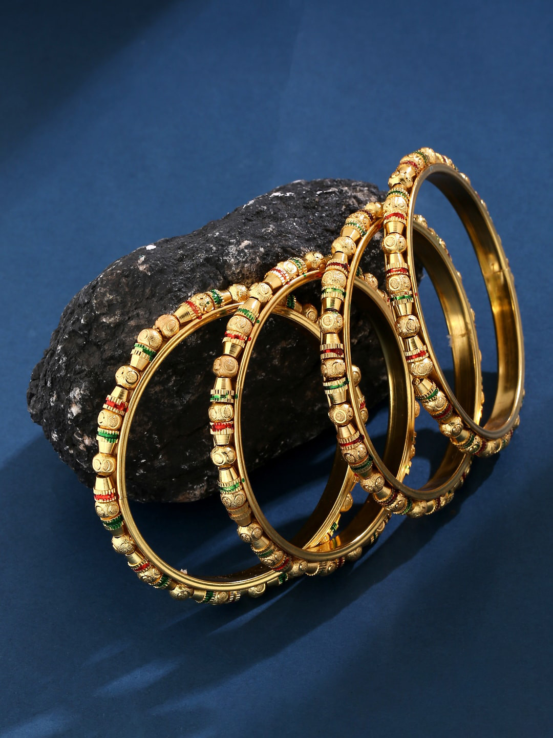 

VIRAASI Women Gold-Plated Red & Green Handcrafted Bangle