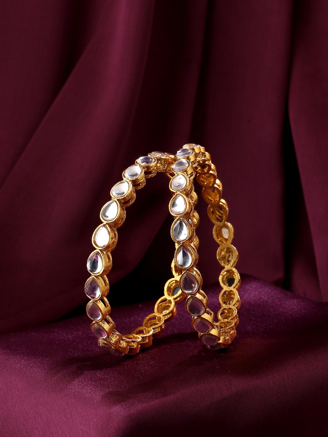 

VIRAASI Set of 2 Gold-Plated Kundan-Studded Bangles