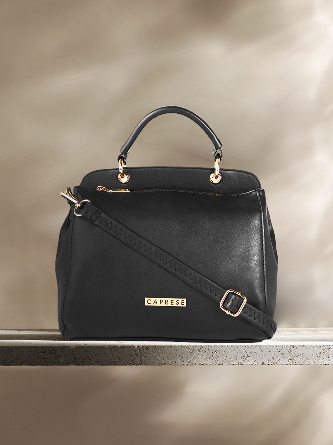 

Caprese Black Structured Handheld Bag