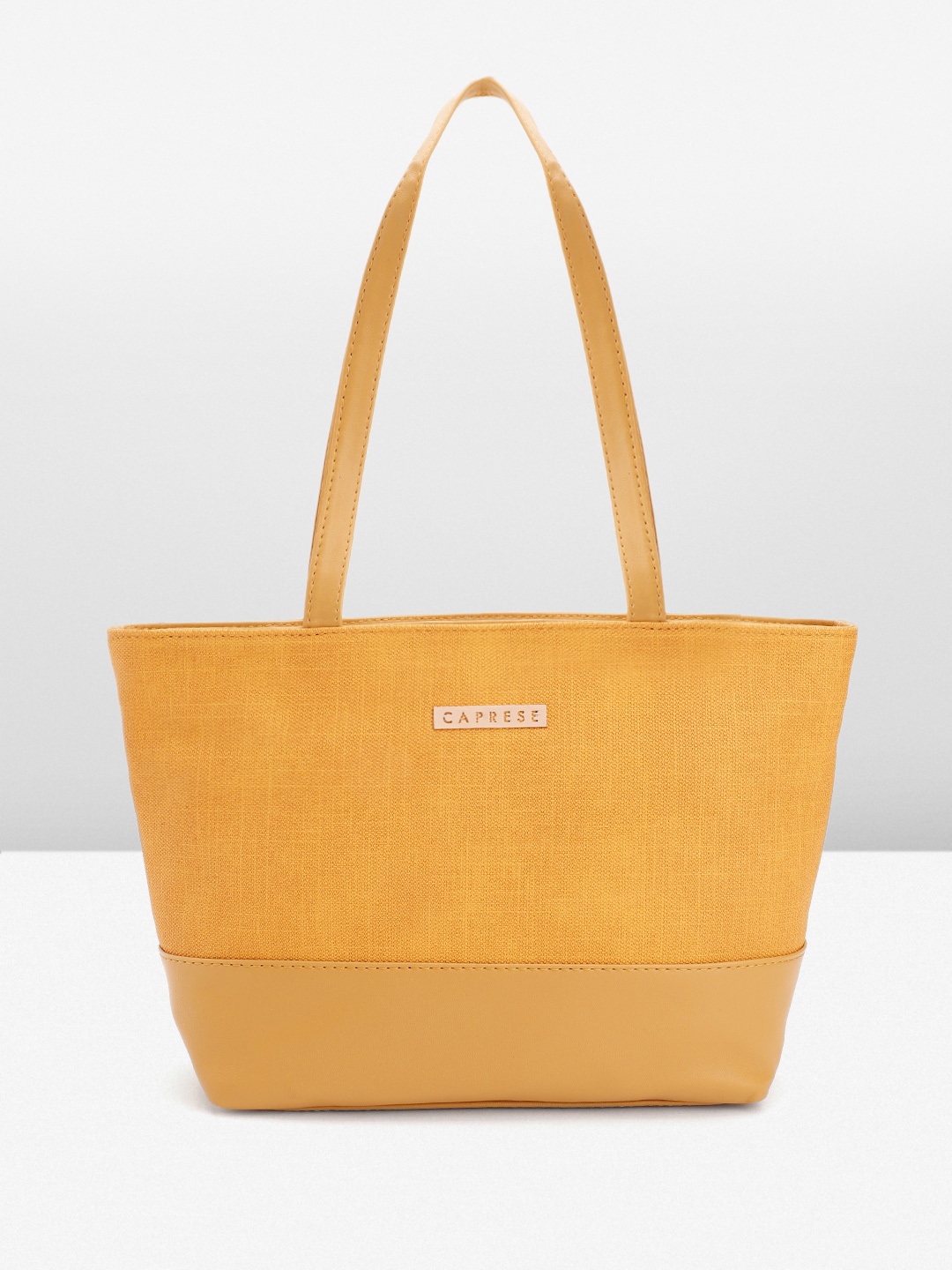 

Caprese Textured Structured Shoulder Bag, Mustard