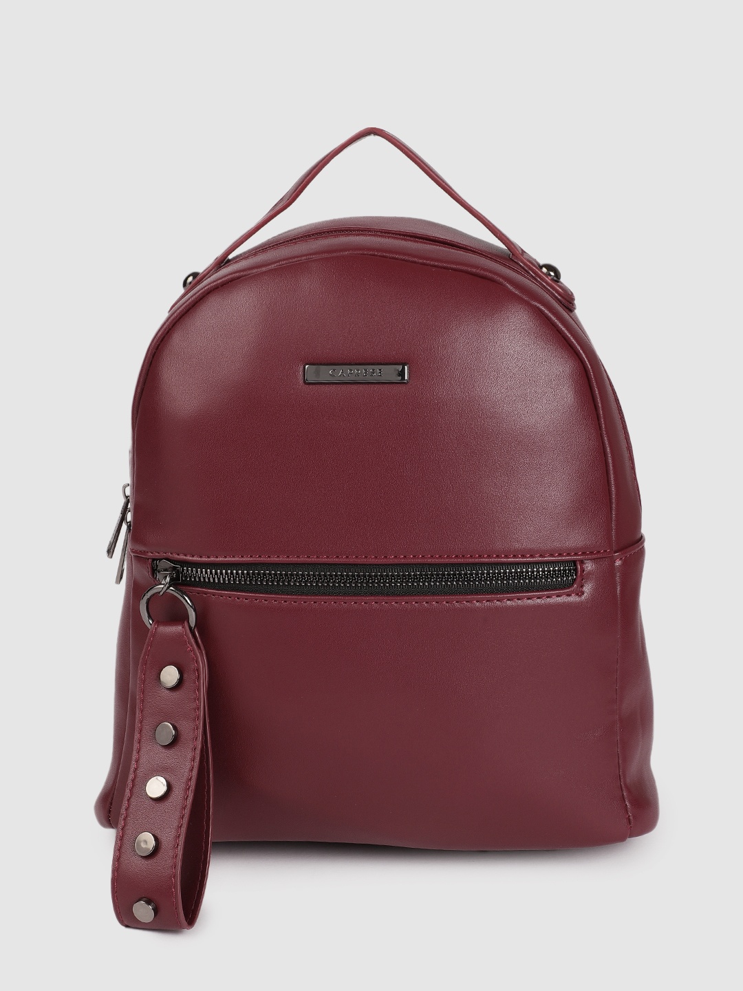 

Caprese Women Burgundy Solid Rivets Tasselled Charlie Backpack