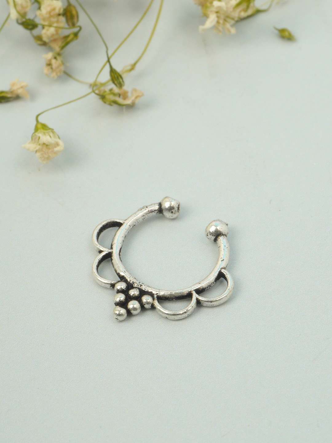 

Urmika Silver Plated Oxidised Septum Ring