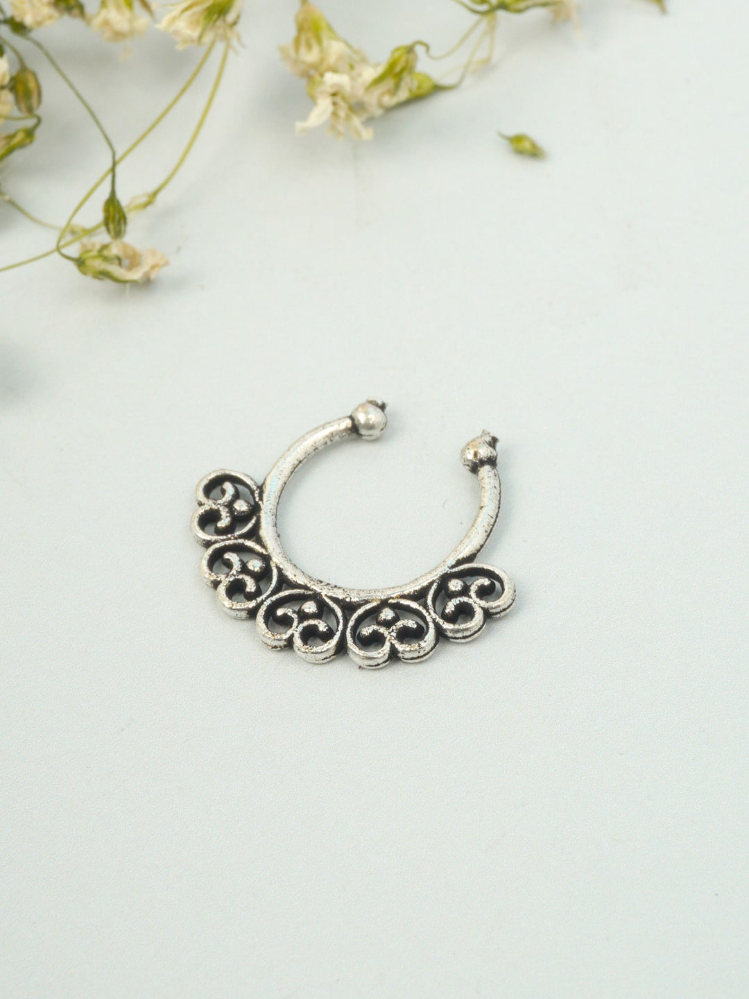 

Urmika Silver-Plated Oxidized Handcrafted Septum Nosepin