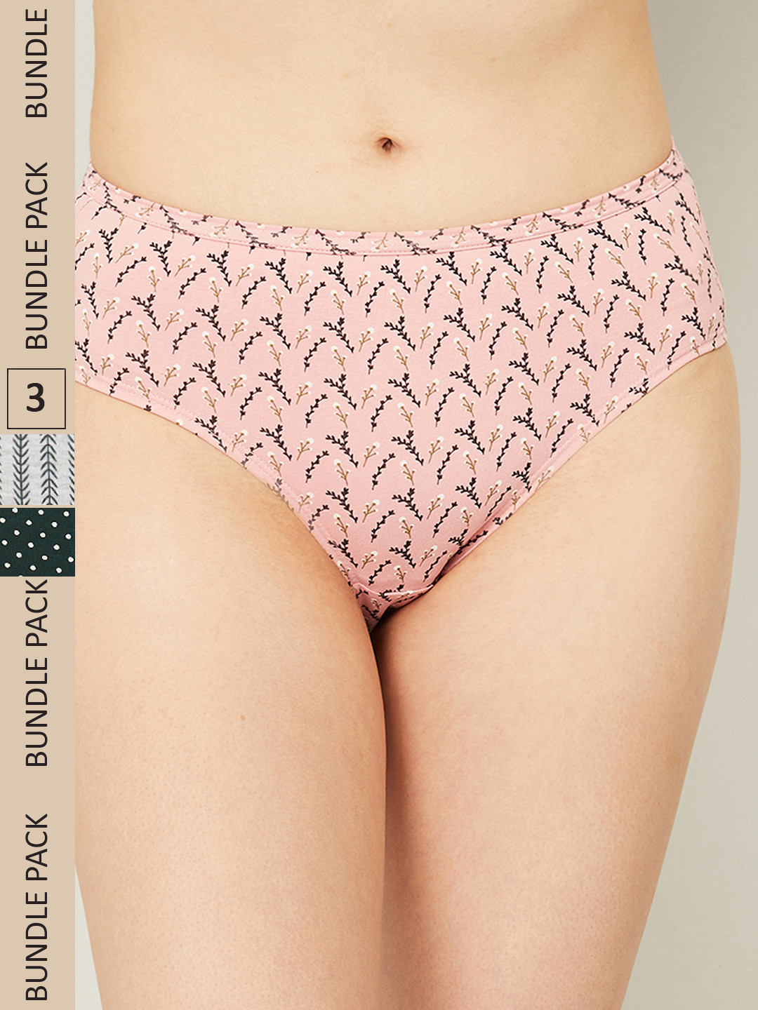 

Ginger by Lifestyle Women Pack of 3 Grey Printed Mid Rise Hipsters1000010906669