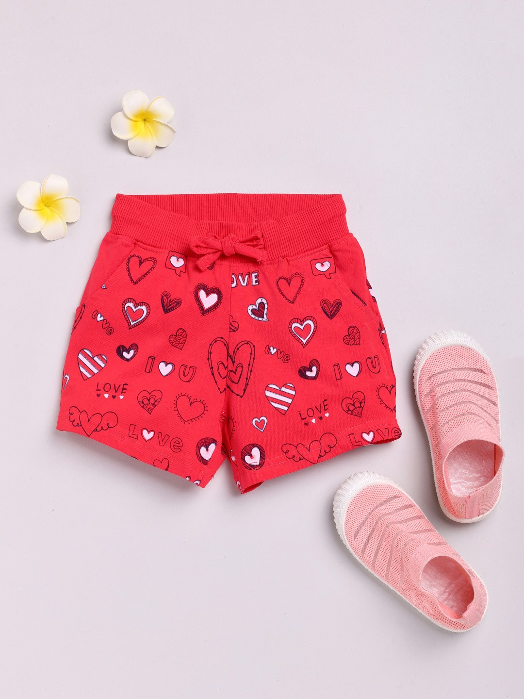 

Olio Kids Boys Red Conversational Printed Cotton Shorts