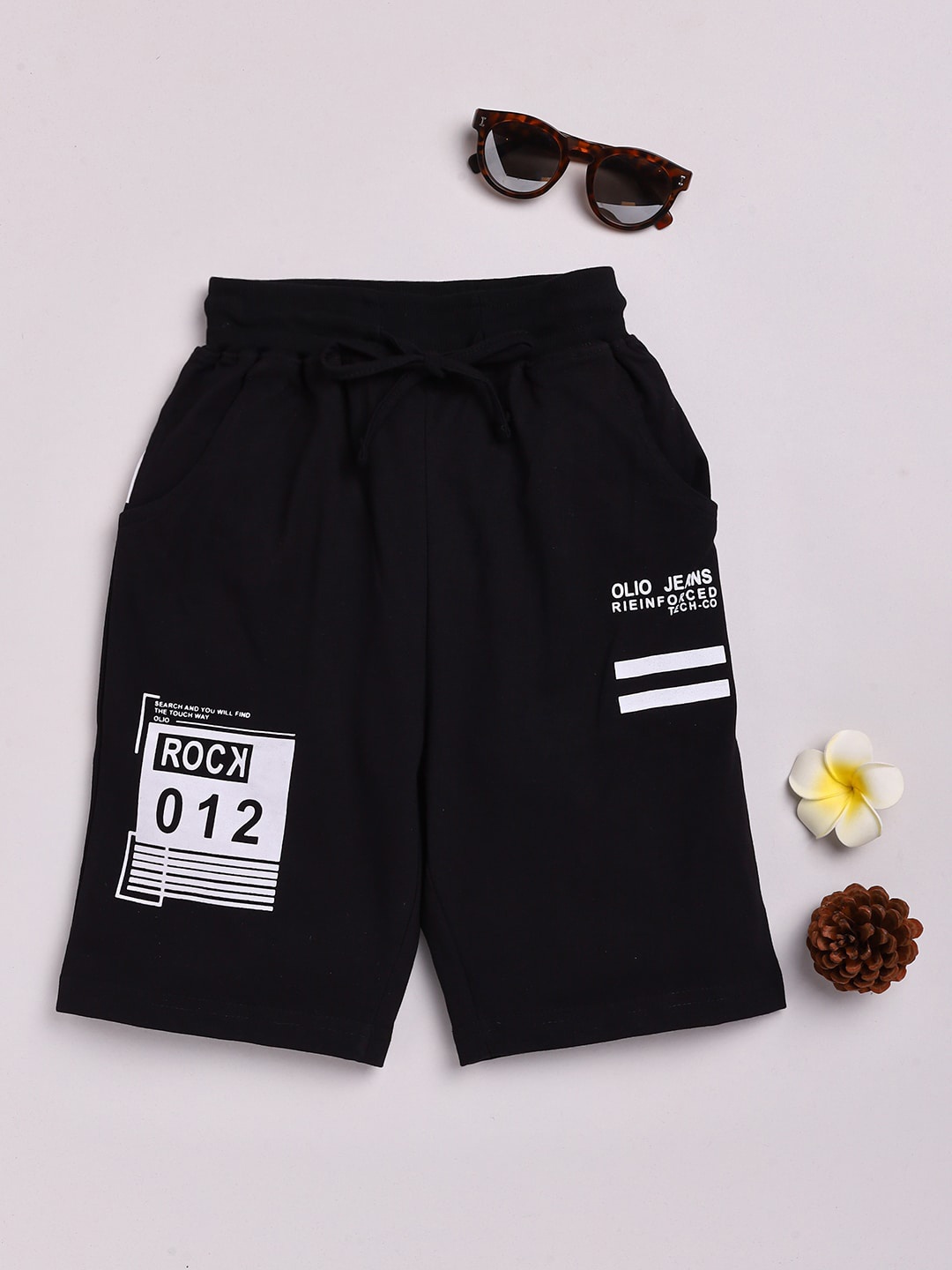 

Olio Kids Boys Black Typography Printed Shorts