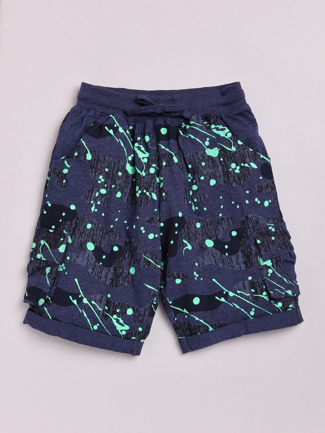 

Olio Kids Boys Blue Printed Cotton Shorts